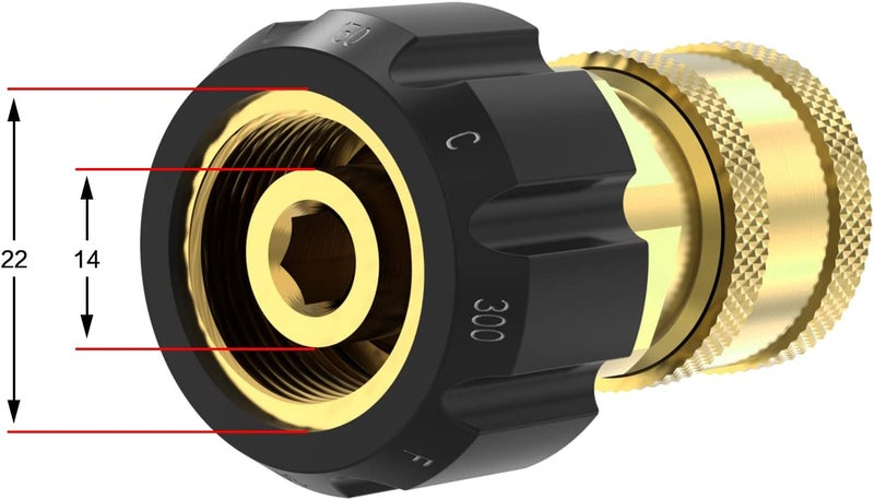Twinkle Star 3/8" Quick Connect NPT to M22 14mm Metric Fitting for High Pressure Washer Gun and Hose, TWIS285 - Image 2